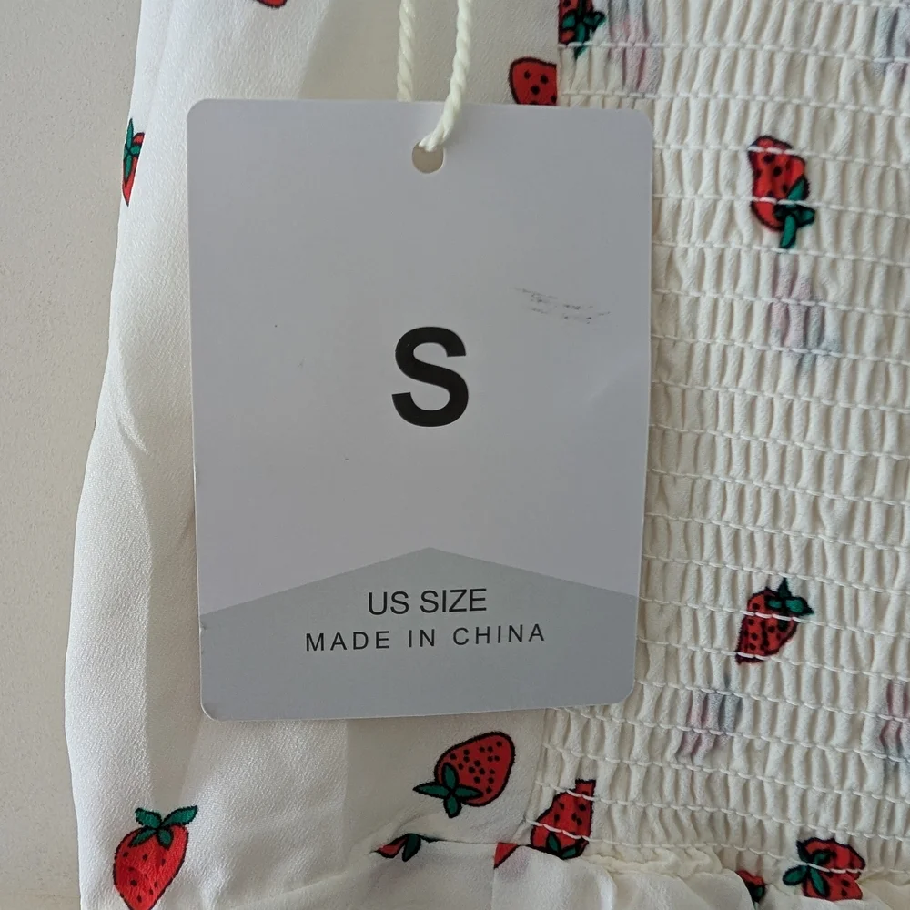 Cream Midi Dress with Red Print - Picture 5 of 6